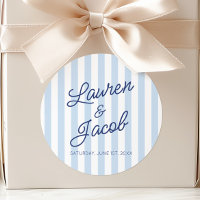 Mariage Moderne Minimaliste Rayures Bleues