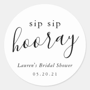Sticker Rond Mariage Moderne Noir Blanc Sip Sip Hourra Enterrem