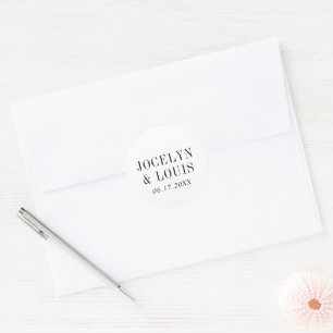 Sticker Rond Mariage Moderne Noir et Blanc Audacieux
