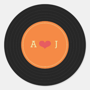 Sticker Rond Mariage moderne Retro Vinyl Record