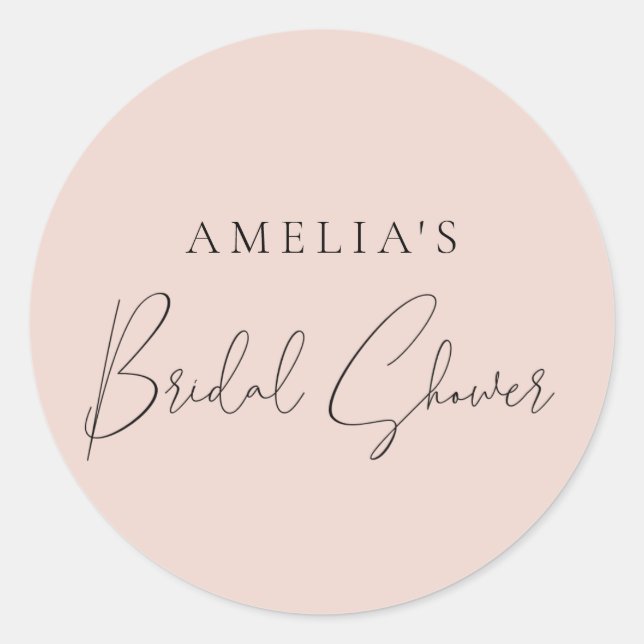 Sticker Rond Mariage Moderne Rose Pâle Shower  (Devant)
