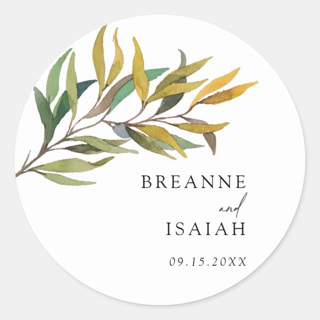 Sticker Rond Mariage moderne simple et verdoyante (Devant)
