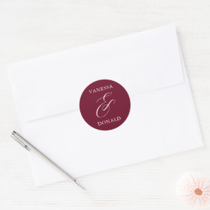 Sticker Rond Mariage Moderne Vanessa Burgundy