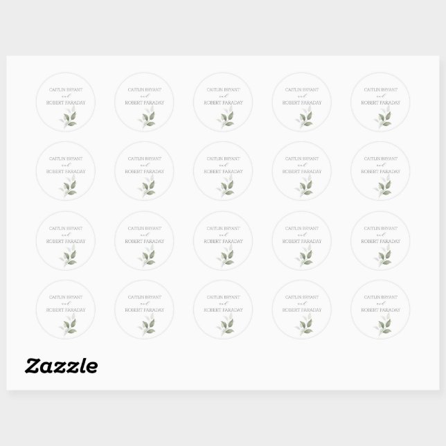 Sticker Rond Mariage moderne verdure (Feuille)