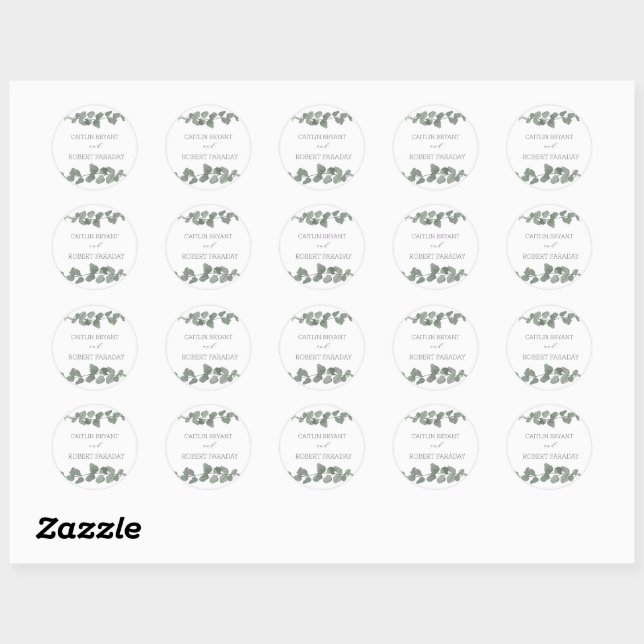 Sticker Rond Mariage moderne verdure (Feuille)