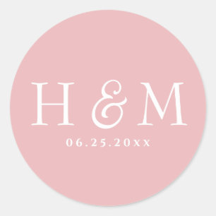 Sticker Rond Mariage Monogrammé à la Typographie Simple Élégant