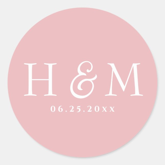 Sticker Rond Mariage Monogrammé à la Typographie Simple Élégant (Devant)