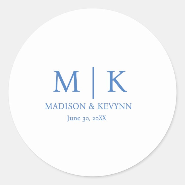 Sticker Rond Mariage Monogramme bleu (Devant)