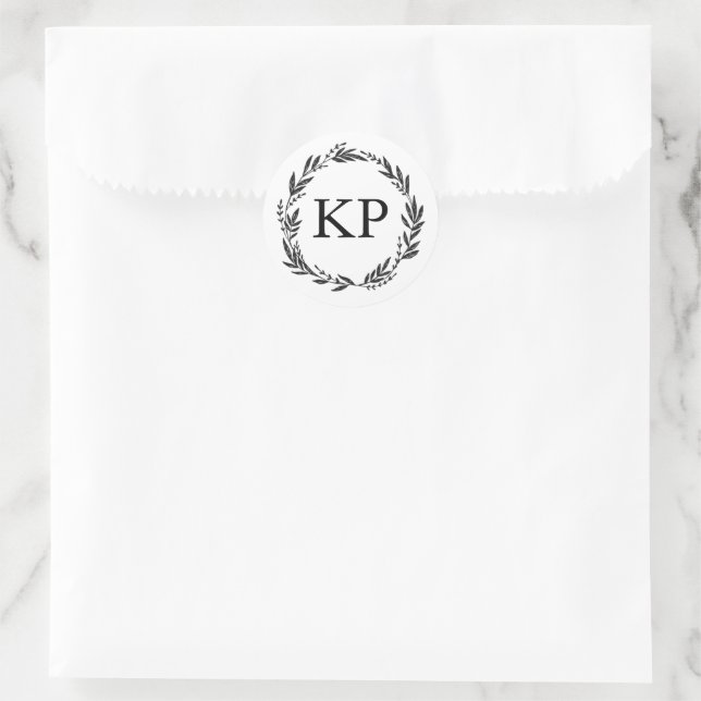 Sticker Rond Mariage Monogramme cueillette de couronnes sur mes (Sac)