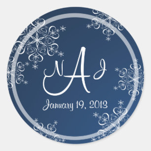 Sticker Rond Mariage Monogramme de snowflake