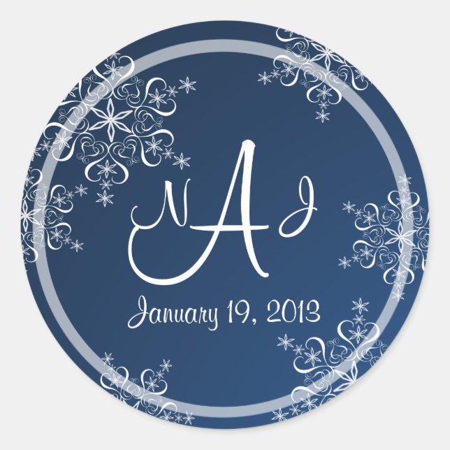 Sticker Rond Mariage Monogramme de snowflake (Devant)