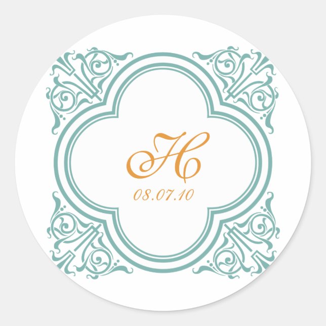 Sticker Rond mariage monogramme décoratif (Devant)