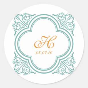 Sticker Rond mariage monogramme décoratif