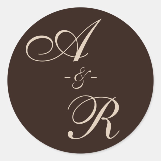 Sticker Rond Mariage Monogramme en terre cuite foncée (Devant)