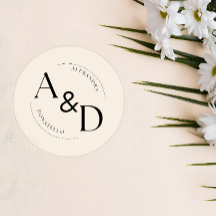 Mariage monogramme minimaliste noir ivoire