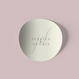 Sticker Rond Mariage Monogramme Moderne Minimaliste Élégant Scr