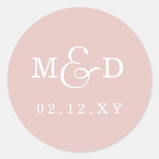 Sticker Rond Mariage Monogramme moderne simple (Devant)