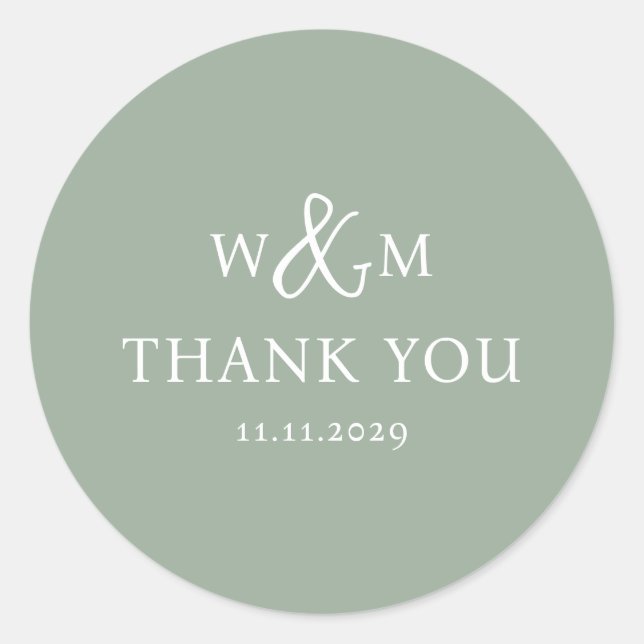 Sticker Rond Mariage monogramme moderne simple et élégant (Devant)