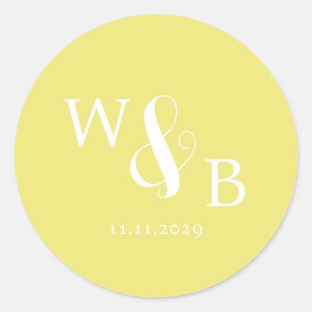 Sticker Rond Mariage monogramme moderne simple et élégant (Devant)