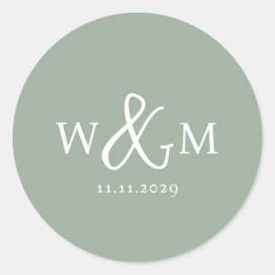 Sticker Rond Mariage monogramme moderne simple et élégant