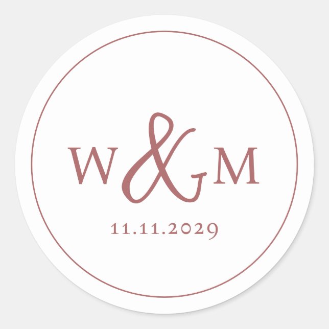 Sticker Rond Mariage monogramme moderne simple et élégant (Devant)