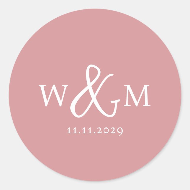 Sticker Rond Mariage monogramme moderne simple et élégant (Devant)