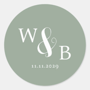 Sticker Rond Mariage monogramme moderne simple et élégant