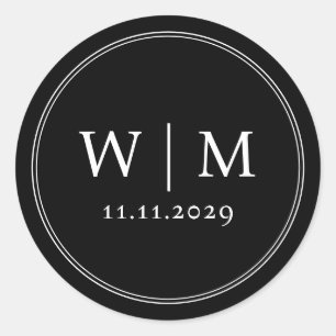 Sticker Rond Mariage monogramme moderne simple et élégant