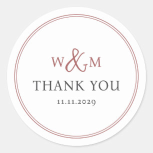 Sticker Rond Mariage monogramme moderne simple et élégant