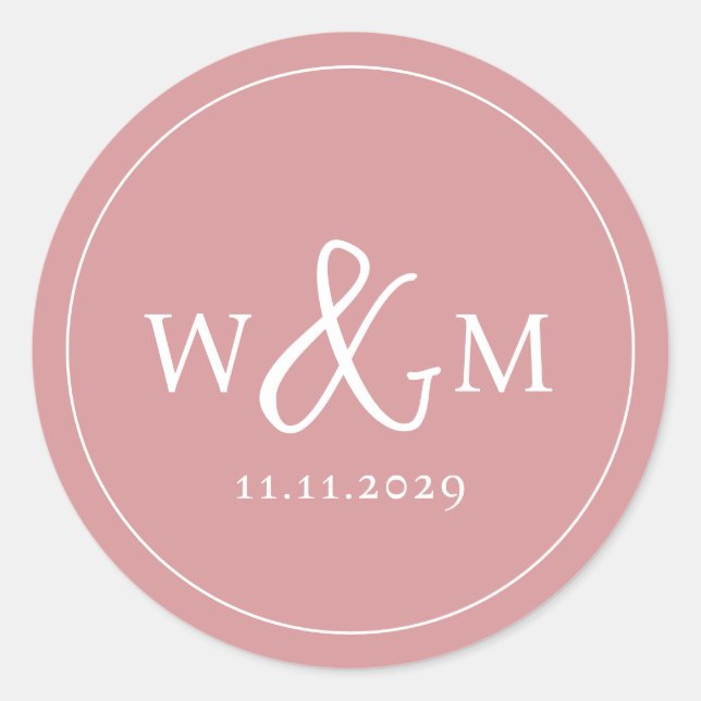 Sticker Rond Mariage monogramme moderne simple et élégant (Devant)