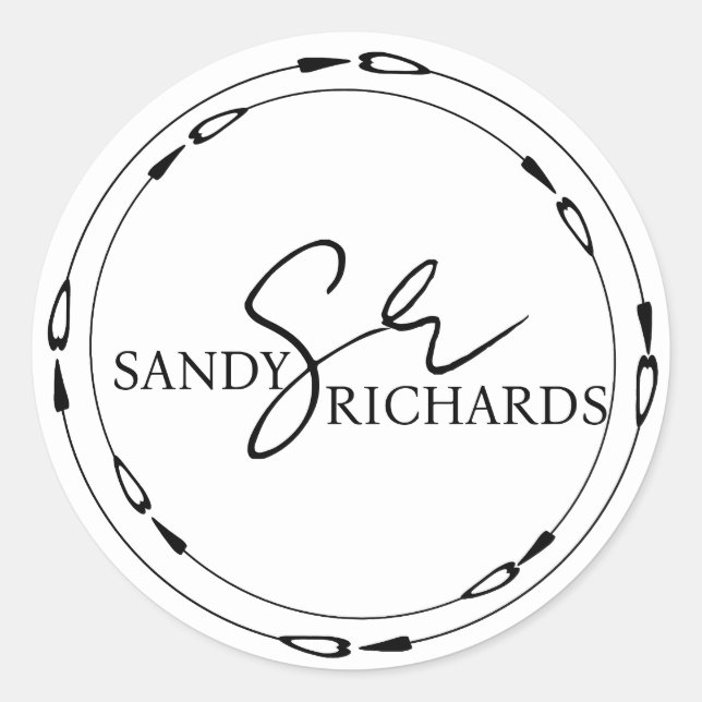 Sticker Rond Mariage Monogramme Noir Blanc Cœur Mariage  (Devant)