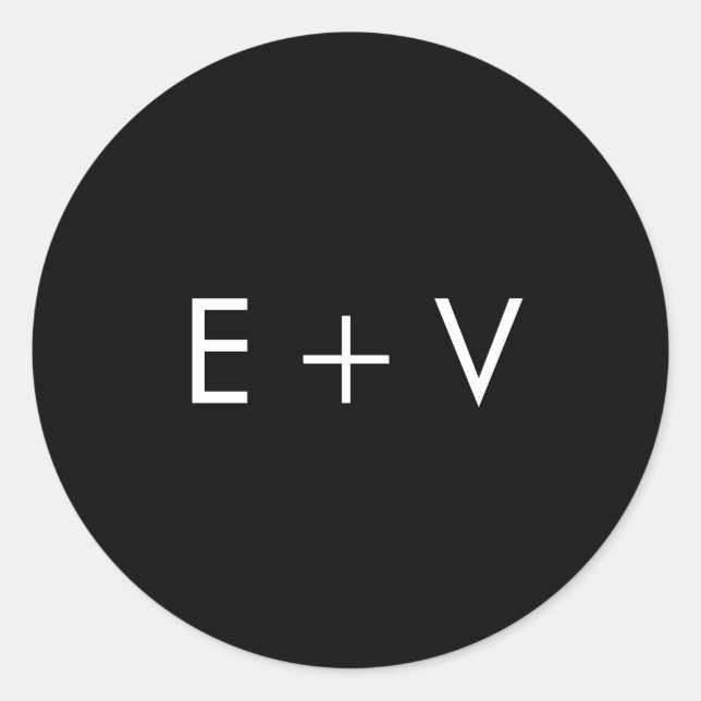 Sticker Rond Mariage Monogramme Noir Moderne (Devant)