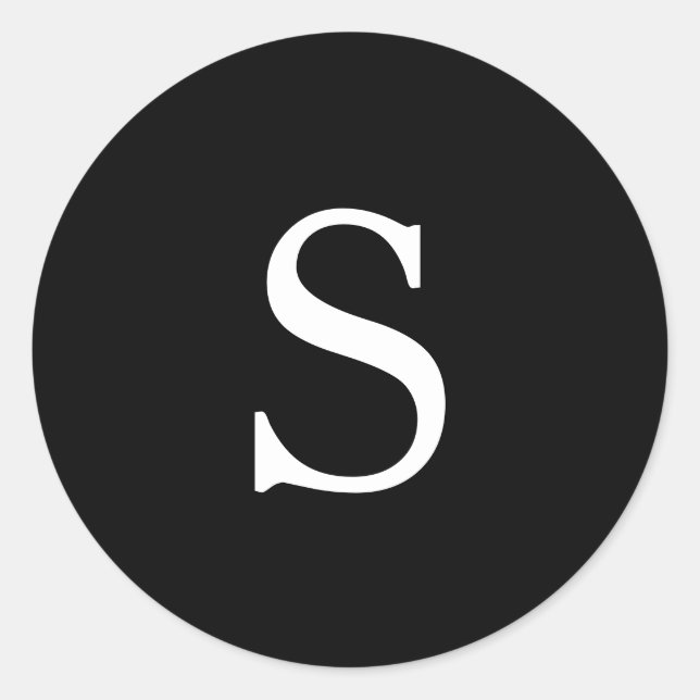 Sticker Rond Mariage Monogramme Noir Moderne (Devant)