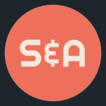 Sticker Rond Mariage monogramme orange et jaune rétro<br><div class="desc">Profitez de cette élégance rétro moderne avec ce design amusant aux couleurs vives,  avec des polices classiques et une belle palette de couleurs.</div>