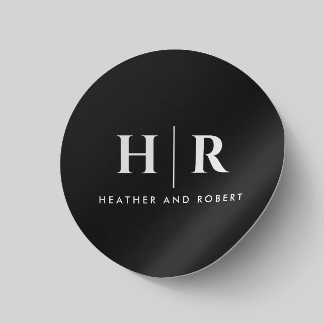 Sticker Rond Mariage Monogramme Simple Classique Chic Minimal N (Créateur téléchargé)