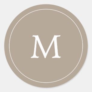 Sticker Rond mariage monogramme simple en bois de cendrier brun