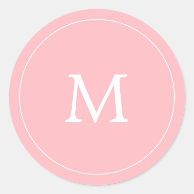 Sticker Rond mariage monogramme simple rose pastel (Devant)