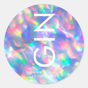 Sticker Rond Mariage Monogramme Ultra Moderne Iridescent
