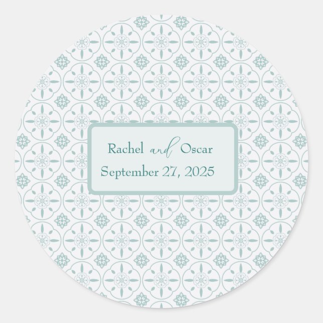 Sticker Rond Mariage motif bleu pastel (Devant)