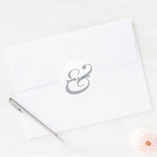 Sticker Rond Mariage Navy Ampersand   Enveloppe Monogramme