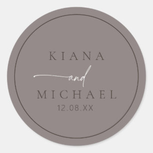 Sticker Rond Mariage neutre chic gris chaud ID1020