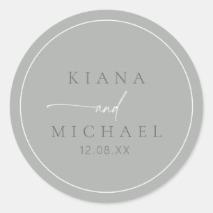 Sticker Rond Mariage neutre chic Sage Grey ID1020
