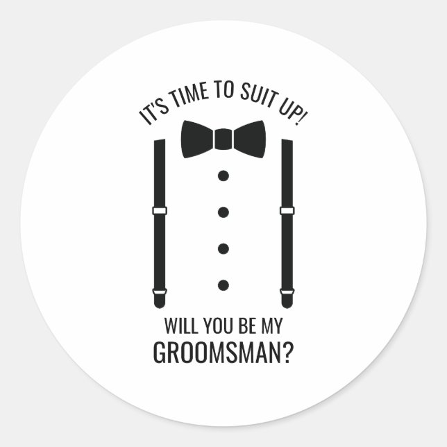 Sticker Rond Mariage noir Bow Cravate Groomsman Proposition (Devant)