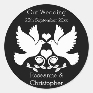 Sticker Rond Mariage noir et blanc