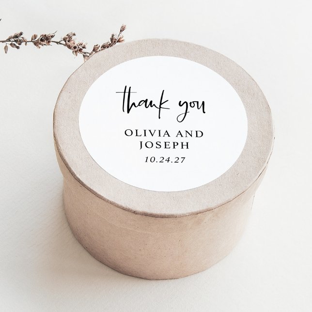 Sticker Rond Mariage noir et blanc moderne (Créateur téléchargé)