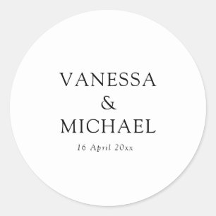 Sticker Rond Mariage noir et blanc simple