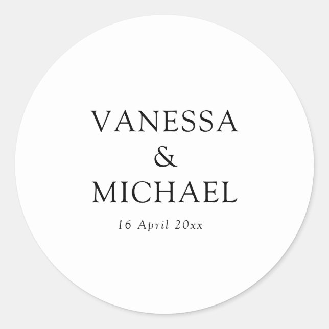 Sticker Rond Mariage noir et blanc simple (Devant)