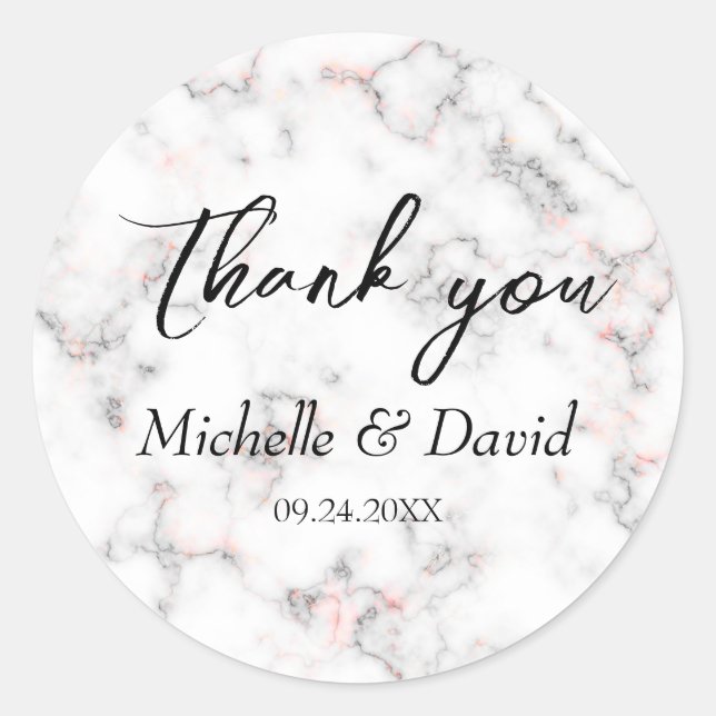 Sticker Rond Mariage Noir Et Marbre blanc Moderne (Devant)