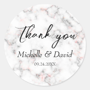Sticker Rond Mariage Noir Et Marbre blanc Moderne