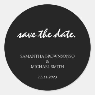 Sticker Rond Mariage noir minimal propre simple Enregistrez la
